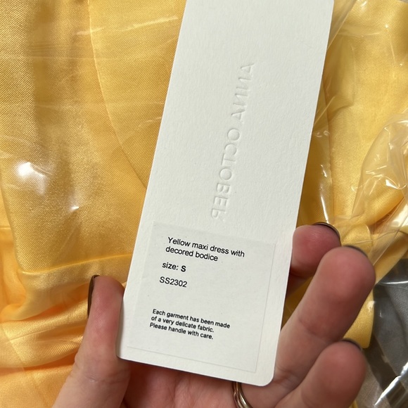 SOLD NWT Anna October Yellow Tulip Satin Maxi Dress - Picture 11 of 11